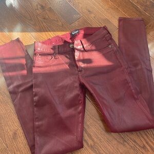 Hudson red coated denim skinny jeans, 26